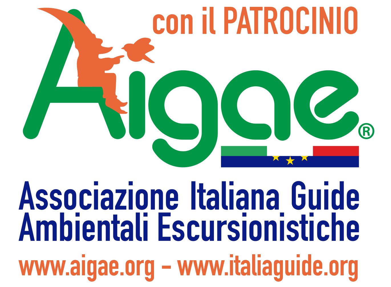 Logo AIGAE, corso con il patrocinio dell'Associazione Italiana Guide Ambientali Escursionistiche